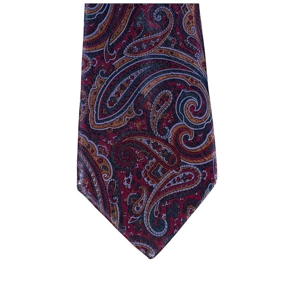 Fumagalli's Silk Burgundy Paisley Tie, 58 1/2" Long
